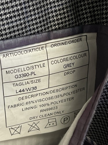 Vitali Mens 44L Poly Blend Sport Coat Blazer Black Houndstooth Two Button Jacket - Picture 9 of 14