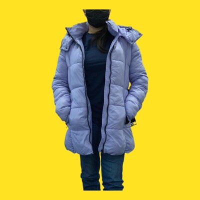 PRIMARK Belted Women's Puffer Coat, Lovely Lilac, Drawstring Hood, UK 10-12 (M)