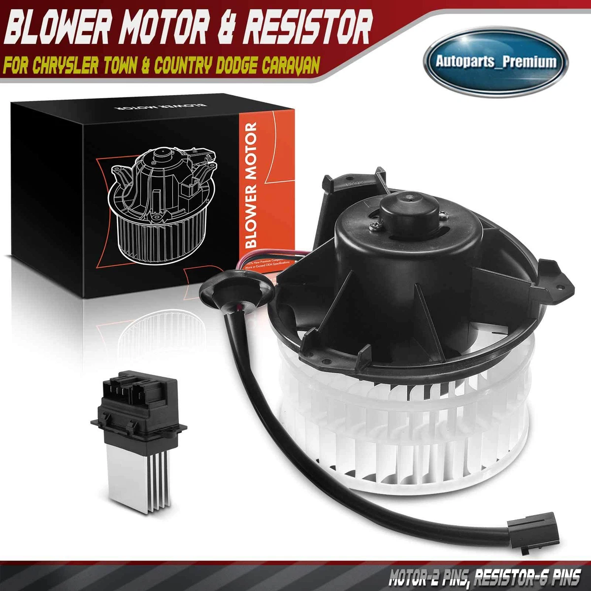 Resistenza Motore Ventilatore HVAC 68029175AA Per Chrysler Town & Country 2001-2007, Dodge Grand Caravan 2001-2007, In Metallo ABS Nero
