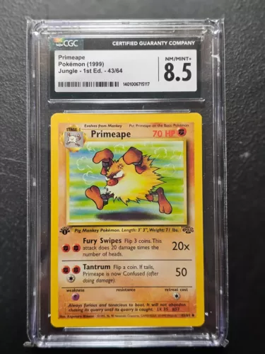 1999 Primeape Pokemon Jungle 1st Edition 43/64 CGC 8.5
