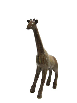 Naked Giraffe figurine standing ceramic statue 14.5" Tall speckled