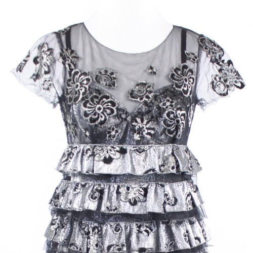 Silver black lace tulle MARC JACOBS Bergdorf Goodman tiered dress 2 Orig. $1,880 - Picture 2 of 8