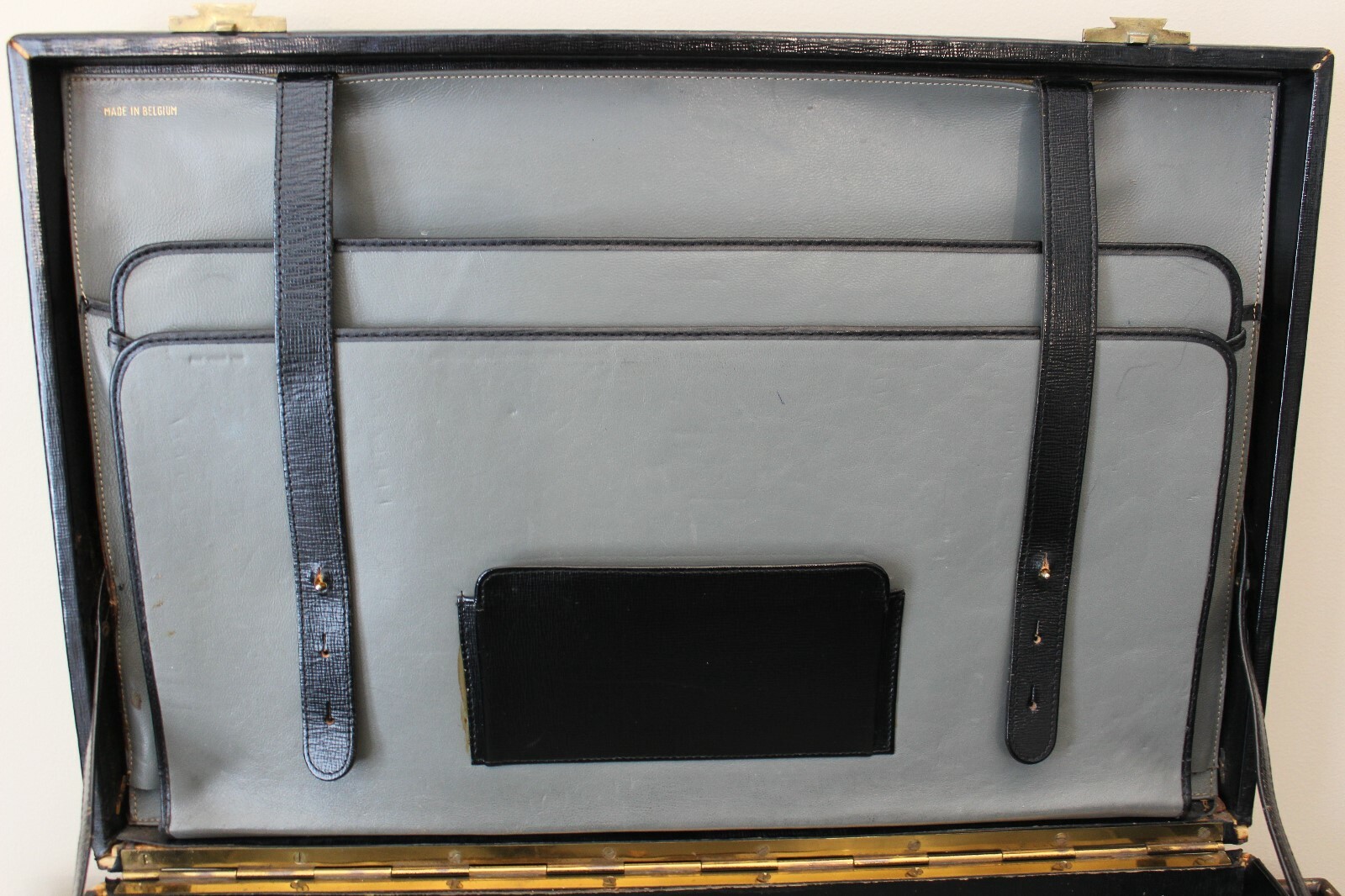 Vintage Mark Cross Black Leather Briefcase Hard Case … Gem