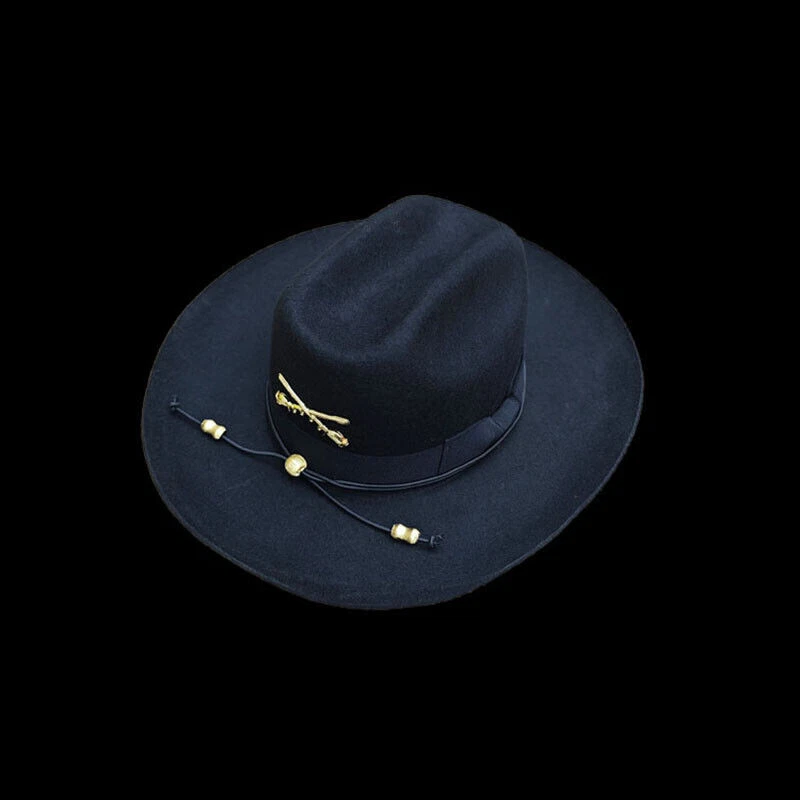 Unisex Caballería Guerra Civil Sable Oficial Moda Sombrero Negro Cuerda Oveja Fieltro Sombrero Foto 4 de 4