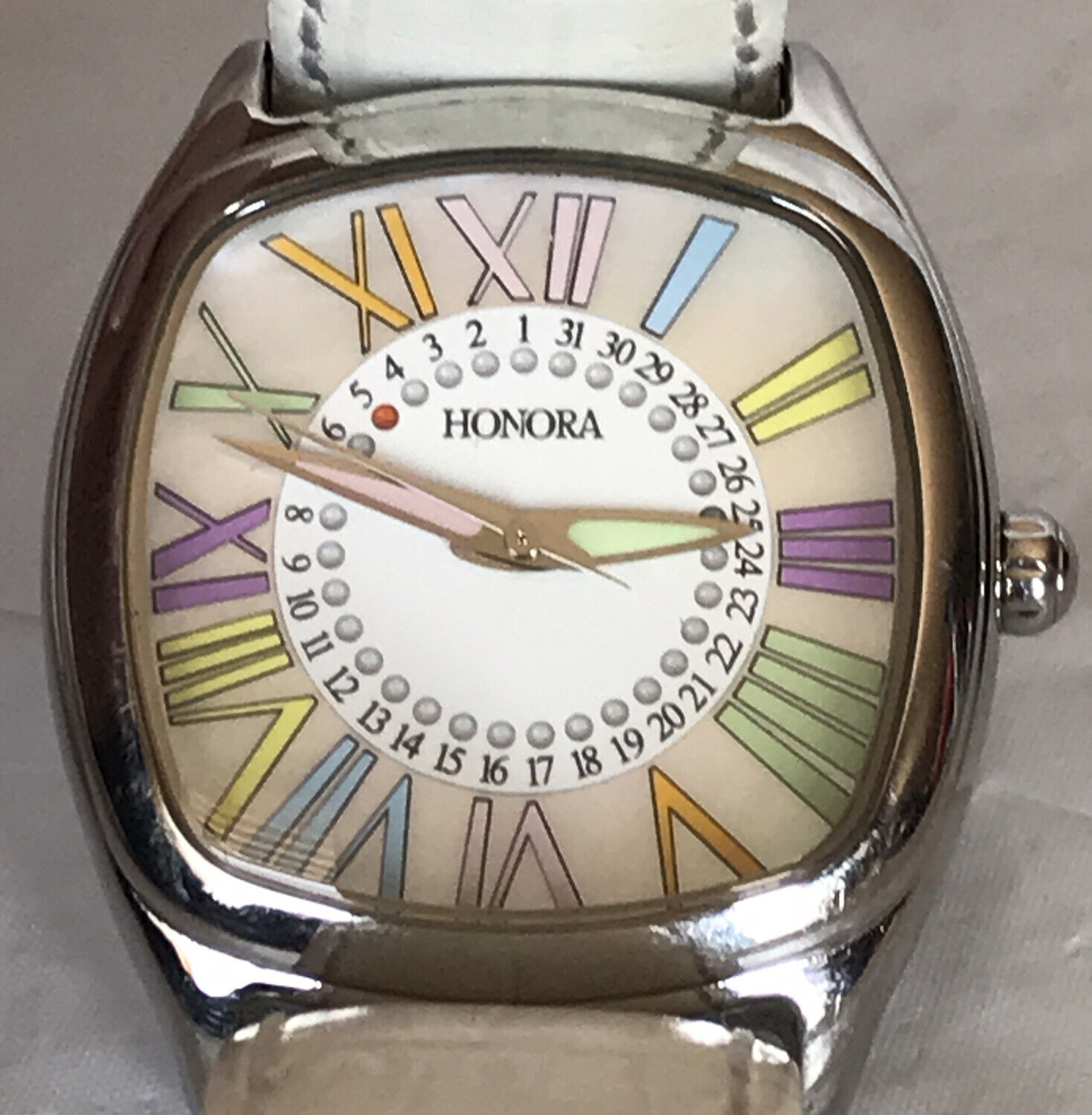 Honora Silver Tone 36mm Women's Watch w/ White Mother of Pearl Dial and Date