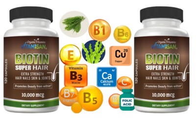 Biotin Extra Strength Women Hair Growth Pills Hydrolyzed Hair Gain Vitamins 240
