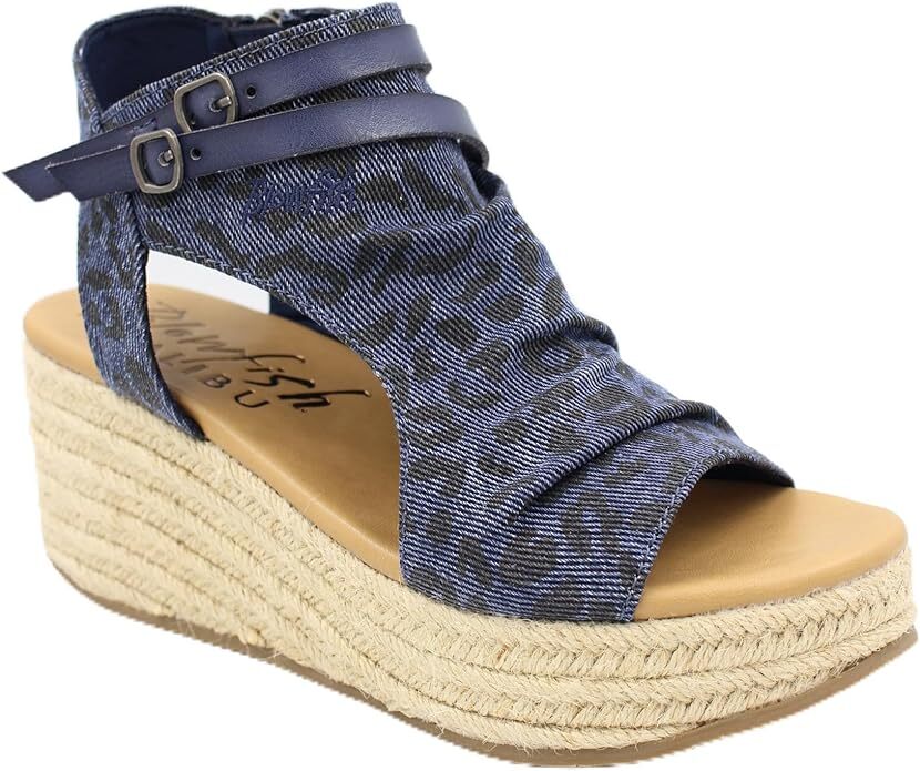 Blowfish Women's Lacey Leopard Demin Sandals