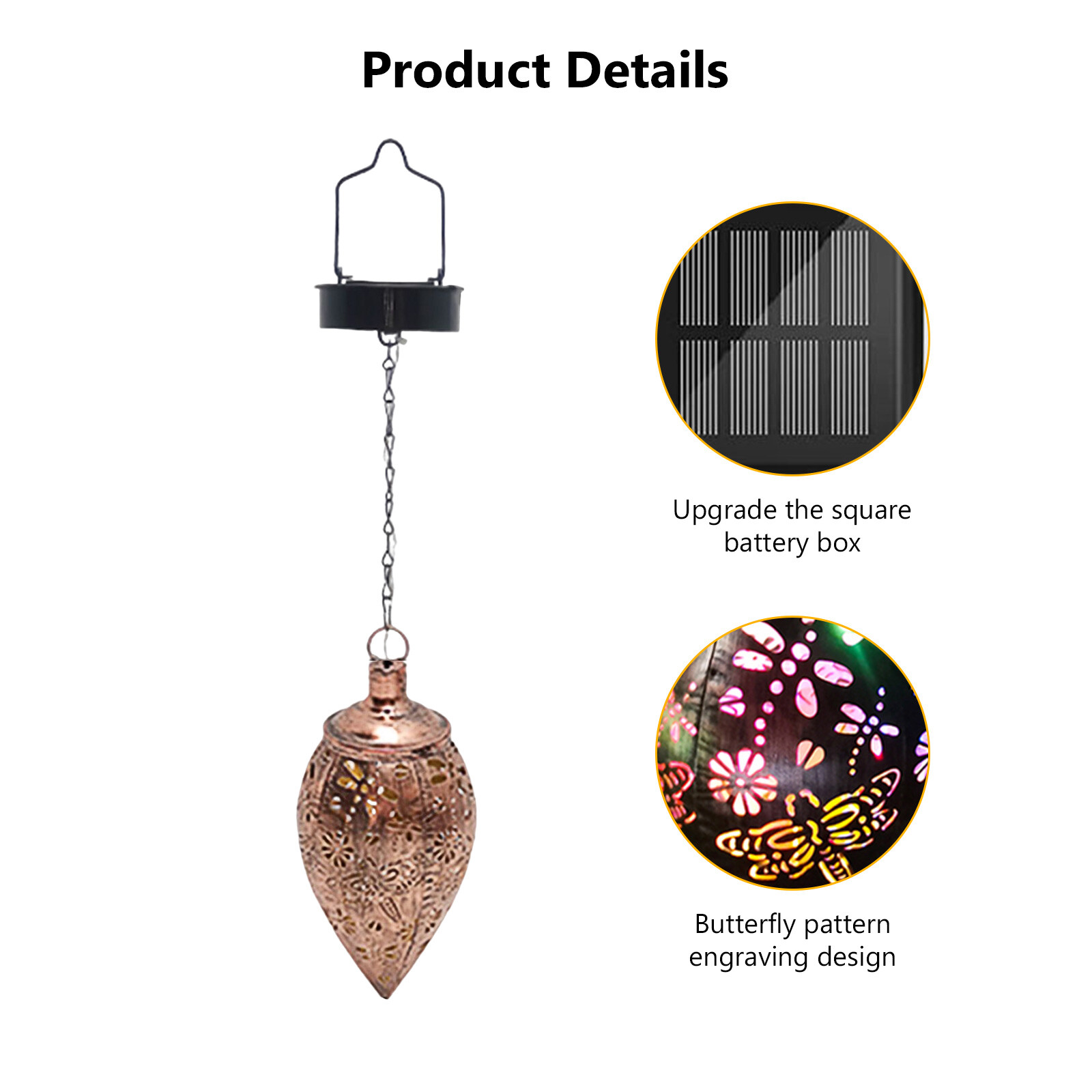 Solar Garden Lantern Colorful Vintage Projection Lamp Iron Art Yard