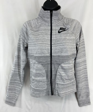 Nike Gray Knit Full Zip Jacket Womens Size S Long Sleeve Spelled Out Logo