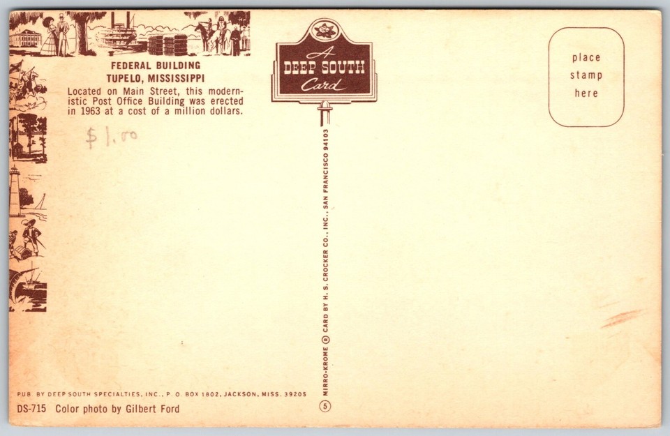 Postcard Mississippi Tupelo Federal Building Post Office eBay