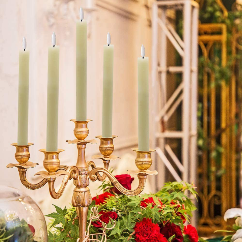 GenSwin Flameless Flickering Taper Candles with 2 Remote Controls and