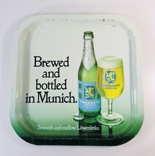 Lowenbrau, Brewed and Bottled in Munich, Vintage 32cm Square Metal Beer Tray