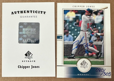 2001 Upper Deck SP Authentic Chipper Jones Autograph auto Buyback 