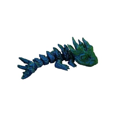 Baby Rock Dragon 3D Printed Articulated  Silk Dual Color Shimmering Blue & Green