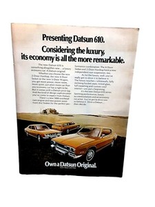 1973 NIssan Datsun 610 Car Original Vintage Print Ad