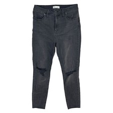 Madewell Women's Jeans Washed Out Black Distressed Tears Size 28 Skinny