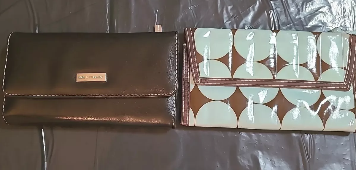 LOT of 2 WALLETS Nine Company black and Braciano blue brown Preowned