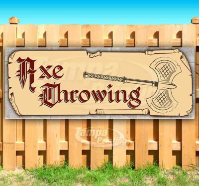 AXE THROWING Advertising Vinyl Banner Flag Sign Many Sizes Available MEDIEVAL
