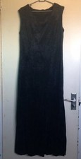 Ladies Black Velvet Sleeveless Maxi Dress Size M Split Hem