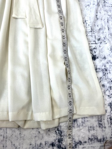 Vintage Kae Goulden Dress 14 L Ivory Pleated Elastic Waist Pencil Belt 90s Retro - Bild 10 von 12