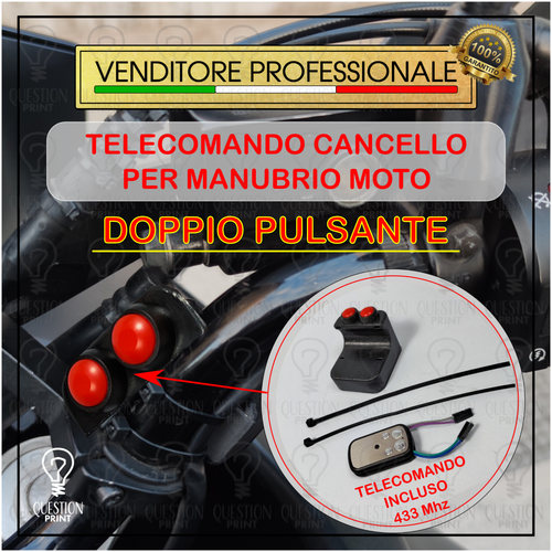 TELECOMANDO CANCELLO UNIVERSALE PER MANUBRIO 22MM MOTO APRI CANCELLO 2 PULSANTI - 第 1/7 張圖片