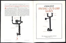 Crescent Machine Co. 1926 Swing Cut-Off Saws Product Spec Folded Sheet VGC