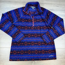 Eddie Bauer 1/4 Zip Fleece Pullover Aztec Tribal Sweater Womens Large Multicolor