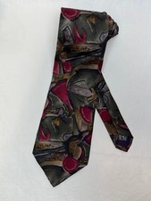 Geoffrey Beene Mens Multi Color 100% Italian Silk Tie Made in USA