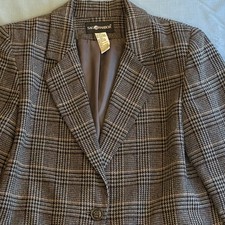 Sag Harbor Wool Blend Lined Tweed Blazer Black Gray Red Beige Plaid Women  s 12