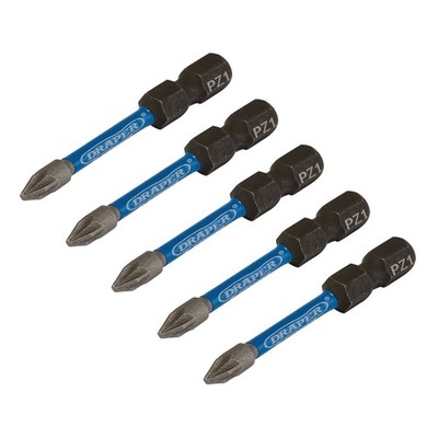 Draper Expert PZ Typ Schlag Screwdriver Bits Nr.1 X 50Mm 1/4'' Hex 5 Pack 05646
