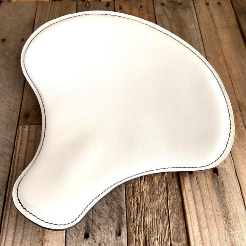 2017-2025 Triumph Bobber 15x14" White Leather Solo Tractor Seat Easy Bolt on - Picture 1 of 5