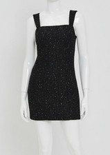 Alice + Olivia Women's Black Keria Fitted Tweed Mini Dress Size 10