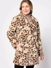 NWT Dennis Basso QVC 30th Anniversary Cheetah Faux Fur Coat, Size 1X, Rtail $175