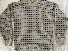 NOS Vintage 90s Towncraft Geometric Knit Cream Grandpa Sweater LT USA