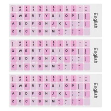 Universal English Keyboard Stickers Pink Background W Black Lettering 3Pcs
