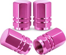 4PCS Aluminum Tire Valve Stem Caps Leak Proof Universal Car Bike Pink