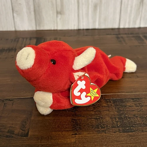 Vintage 1995 Retired - Ty Snort Red Bull - with Tag- Beanie Baby
