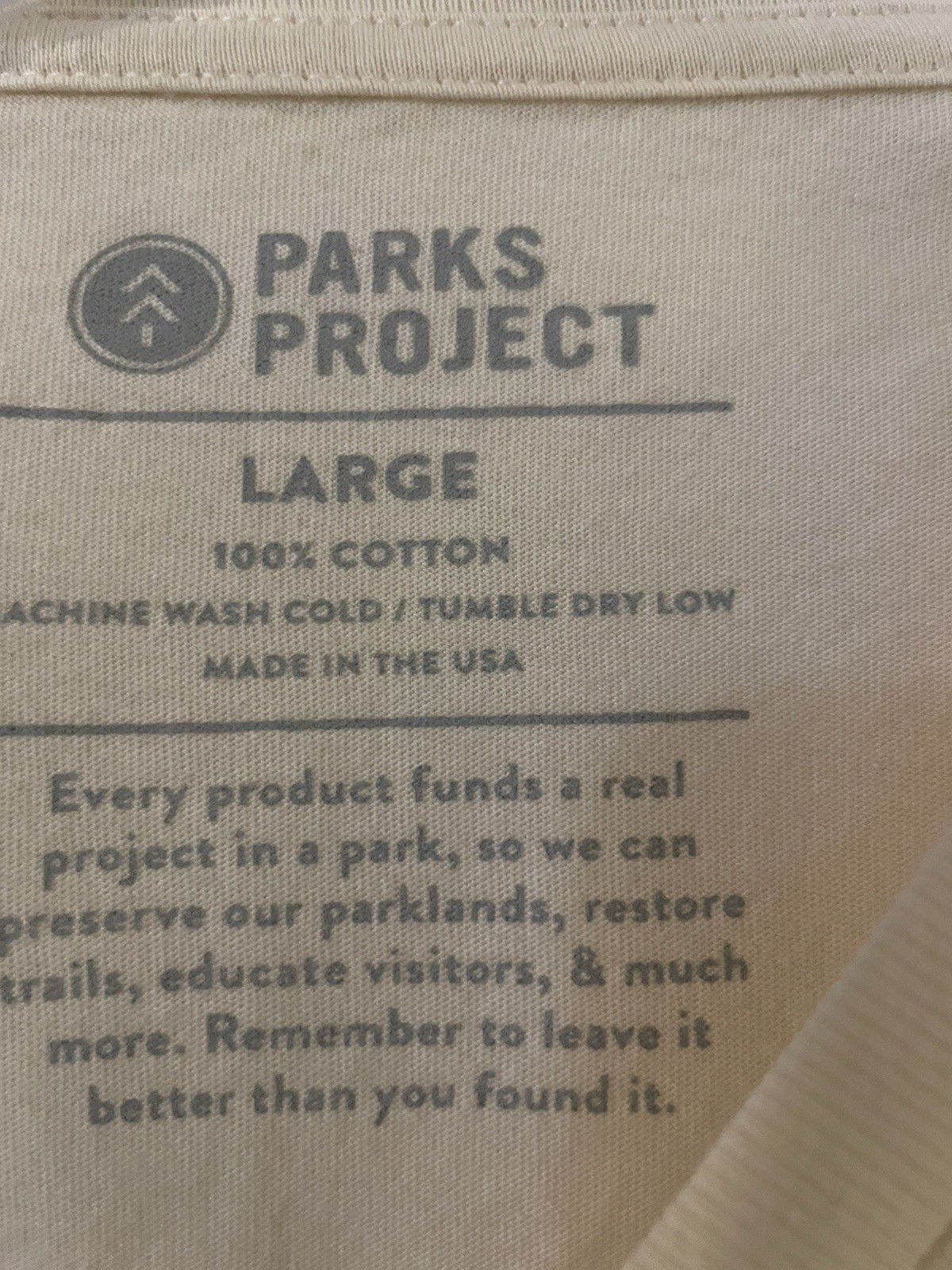 Park Project Feel The Earth Breathe Graphic Tee Tshirt Sz Large L, Off White thumbnail 3