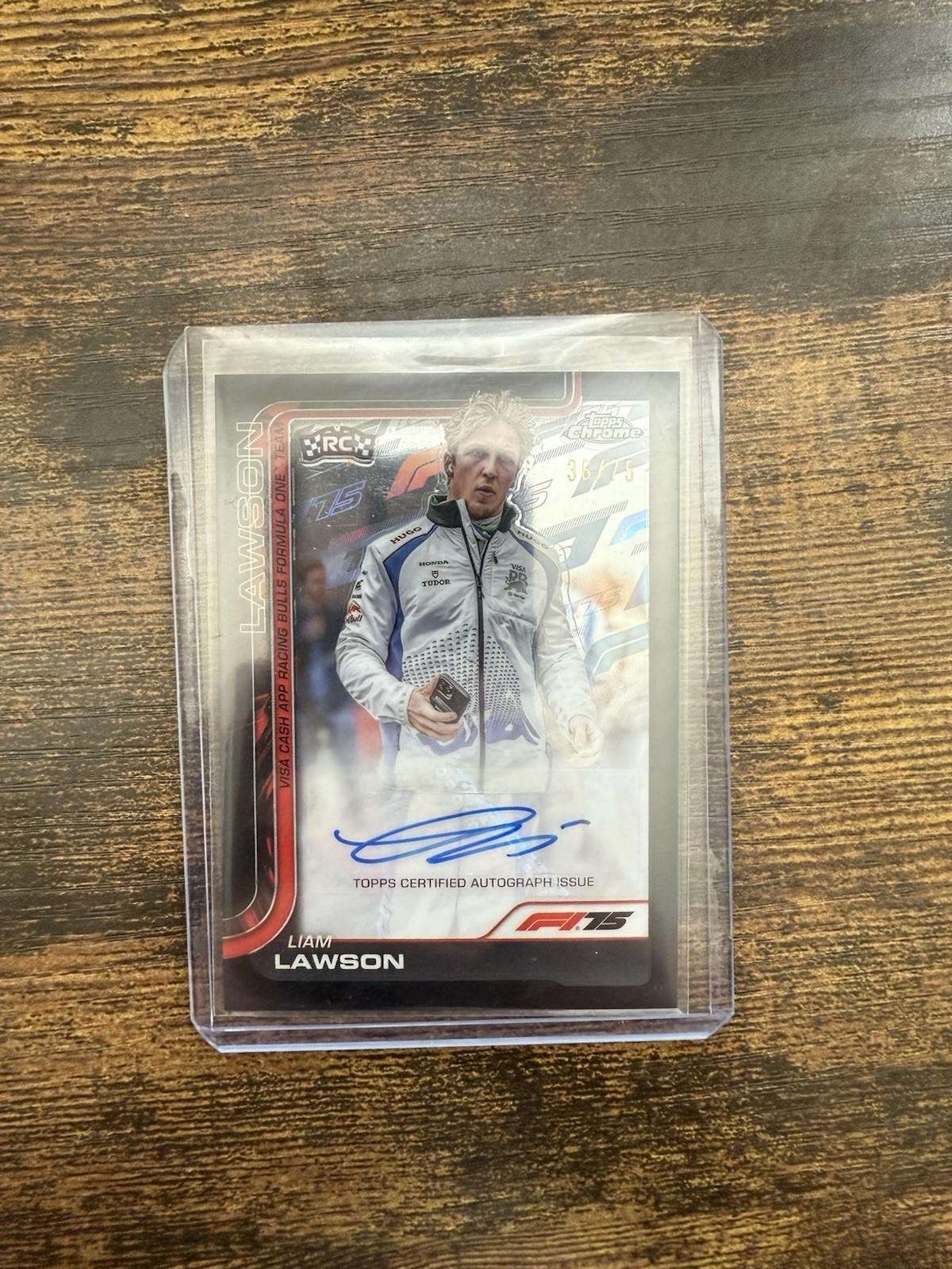 2025 Topps Chrome F1 Formula 1 Liam Lawson 75th Anniversary Auto /75 RC Rookie