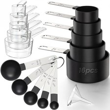 16PCS Measuring Cups and Spoons Set, Measuring Spoon Set with Metric and US Meas