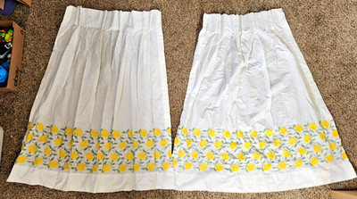 UNBRANDED PAIR OF GRANDMACORE COTTAGECORE CURTIANS 34'' EMBROIDERED FLOWERS