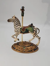 1998 Willitts Designs Carousel Classics Outside Row ZEBRA Stander w/ Monkeys