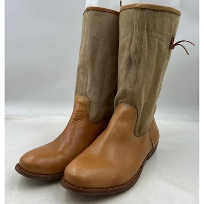 Matisse Boots Womens Size 9.5 Coachella Camel Leather Canvas Mid Calf