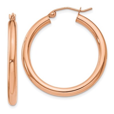 14 Karat Rotgold Creolen Damen rund poliert minimalistischer Schmuck Alltag