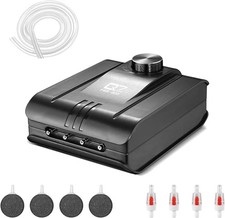 320GPH Aquarium Air Pump Quiet 4 Outlet Adjustable 8W for 300 Gallon Tanks
