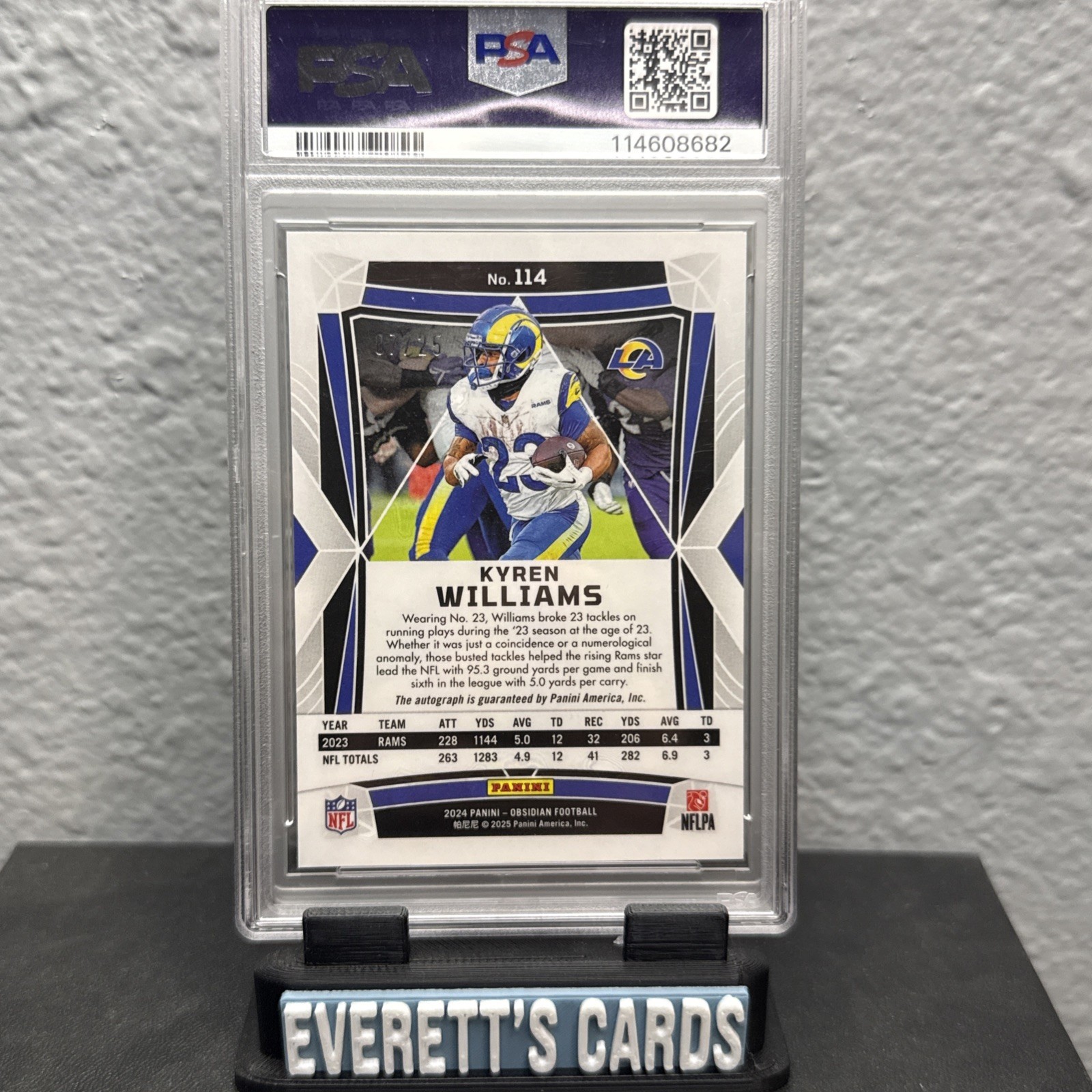 🔥🔥 2024-Obsidian Kyren Williams, Blue Auto /25 PSA 9 🔥🔥 view 3