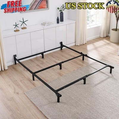 Adjustable Metal Bed Frame Twin Full Queen Sizes Strong Support Easy Assembly US