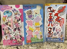 Peppa Pig, Minnie, Spiderman Bath Play Activity Set 8 Foam Pieces 1 Bath Crayon