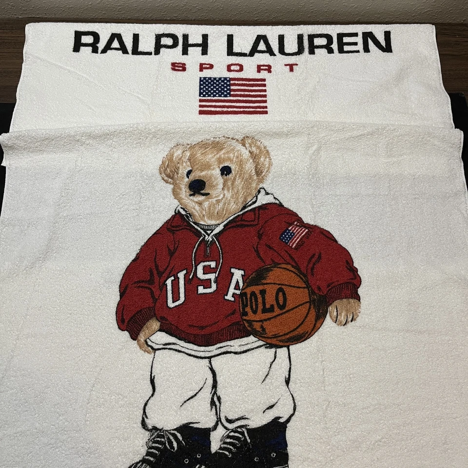 Juego de Toallas Deportivas Ralph Lauren EE. UU. Baloncesto Polo Oso Corredor Hecho en EE. UU. Ra Foto 3 de 4