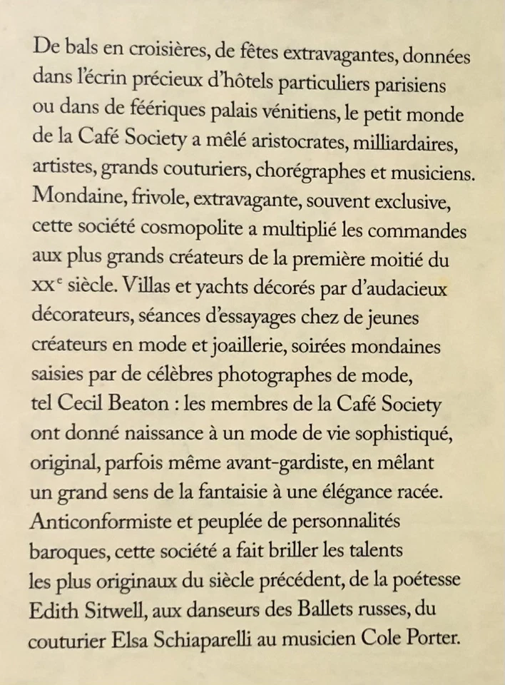 T. Coudert : CAFE SOCIETY Mondains, mécènes et artistes 1920-1960 - Photo 2/4